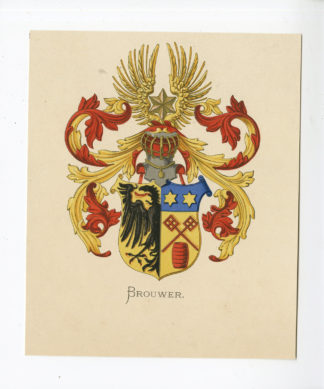 Antique Print - BROUWER-COAT OF ARMS-FAMILY CREST-WENNING after VORSTERMAN - 1885