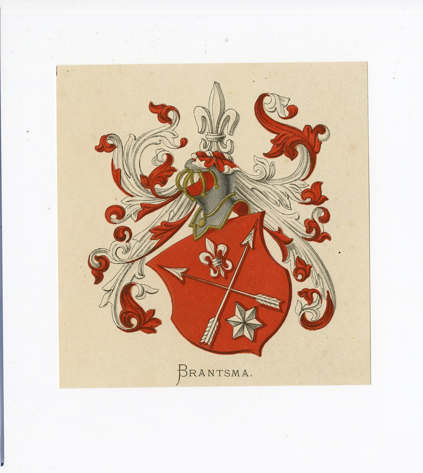 , Antique Print – BRANTSMA-COAT OF ARMS-FAMILY CREST-WENNING after VORSTERMAN – 1885, Pictura Antique Prints