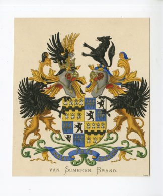 Antique Print - VAN SOMEREN BRAND-COAT OF ARMS-FAMILY CREST-WENNING after VORSTERMAN - 1885