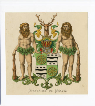 Antique Print - STAVENISSE DE BRAUW-COAT OF ARMS-FAMILY CREST-WENNING after VORSTERMAN - 1885