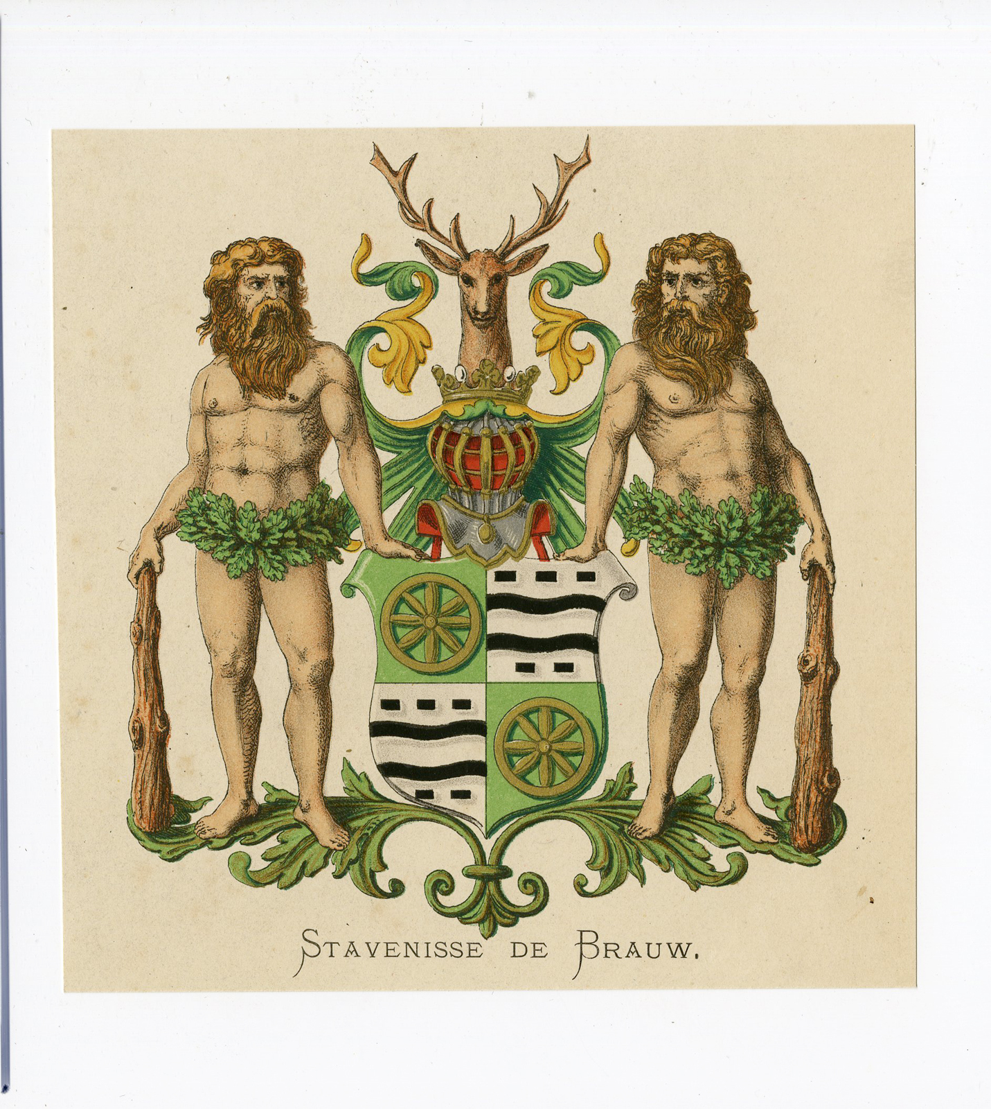 Pco 5216 416x465 Antique Print - STAVENISSE DE BRAUW-COAT OF ARMS-FAMILY CREST-WENNING after VORSTERMAN - 1885