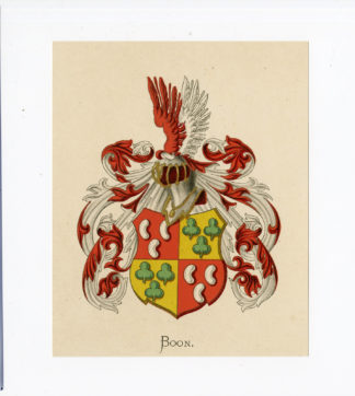 Antique Print - BOON-COAT OF ARMS-FAMILY CREST-WENNING after VORSTERMAN - 1885