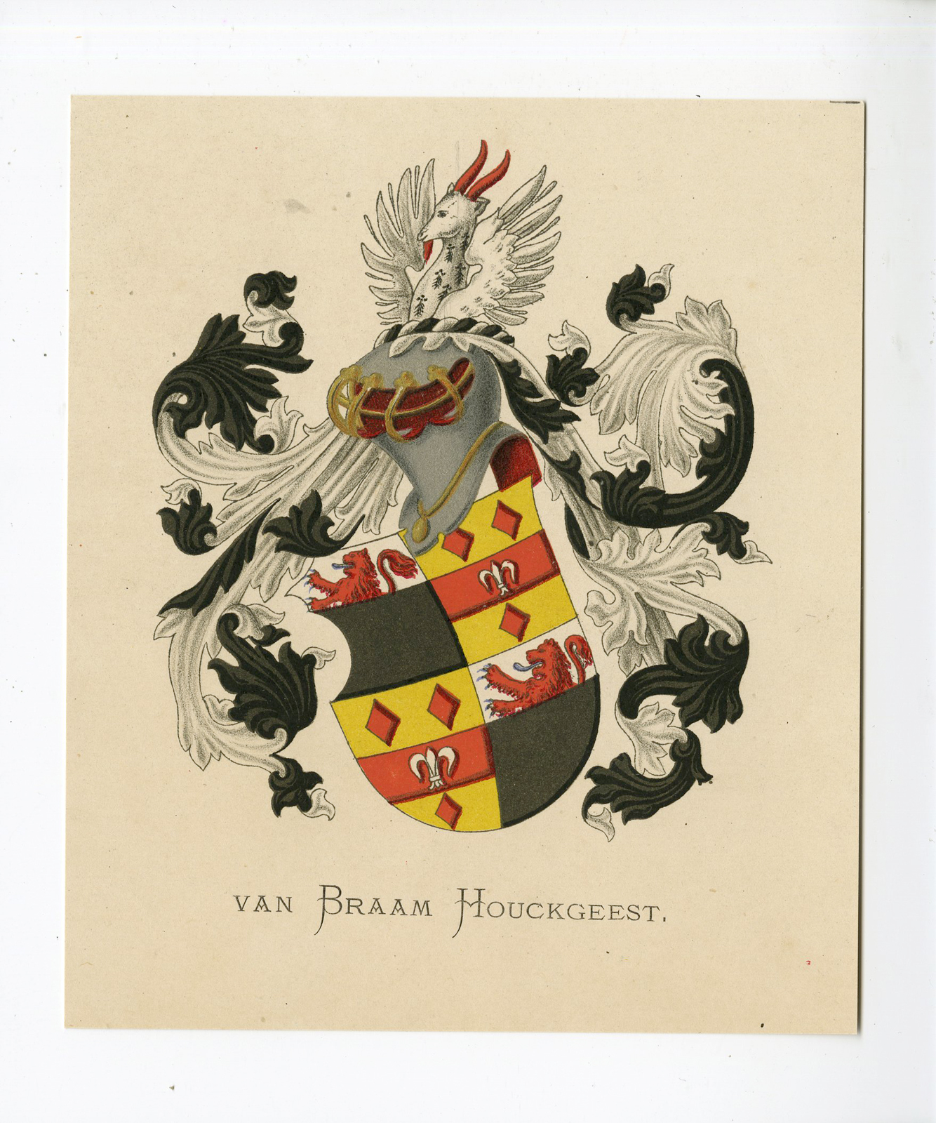 , Antique Print – VAN BRAAM HOUCKGEEST-COAT OF ARMS-FAMILY CREST-WENNING after VORSTERMAN – 1885, Pictura Antique Prints