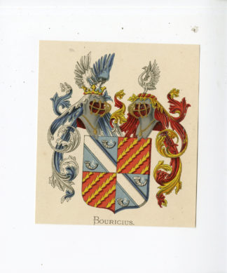 Antique Print - BOURICIUS-COAT OF ARMS-FAMILY CREST-WENNING after VORSTERMAN - 1885