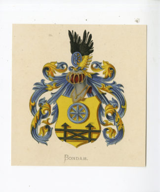 Antique Print - BONDAM-COAT OF ARMS-FAMILY CREST-WENNING after VORSTERMAN - 1885