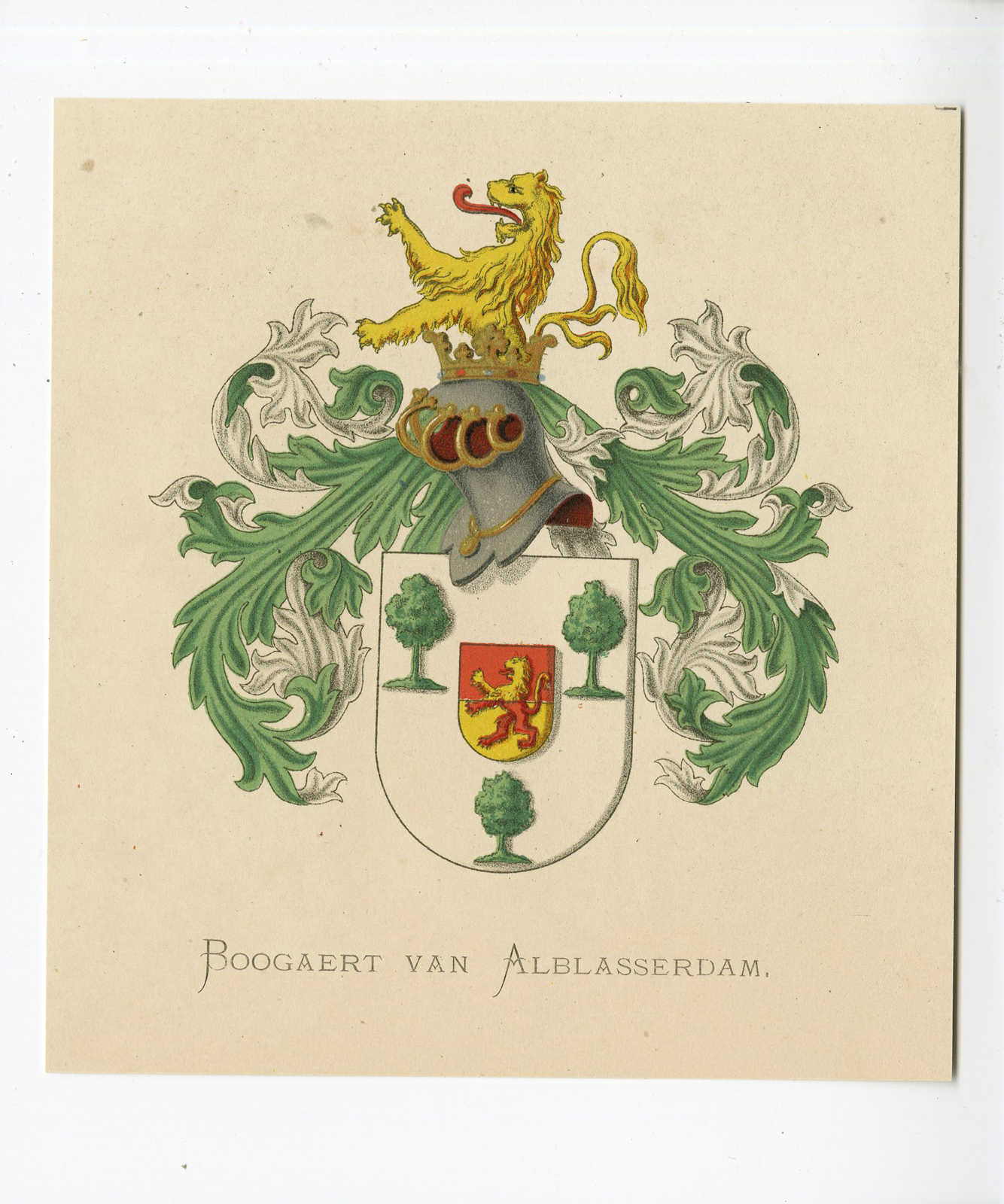 Pco 5227 416x499 Antique Print - BOOGAERT VAN ALBLASSERDAM-COAT OF ARMS-FAMILY CREST-WENNING after VORSTERMAN - 1885