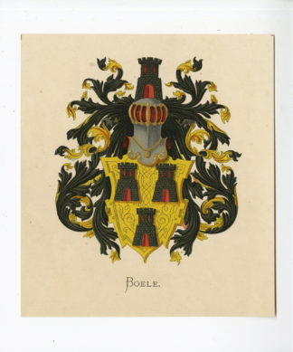Antique Print - BOELE-COAT OF ARMS-FAMILY CREST-WENNING after VORSTERMAN - 1885