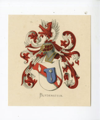 Antique Print - BLYDENSTEIN-COAT OF ARMS-FAMILY CREST-WENNING after VORSTERMAN - 1885