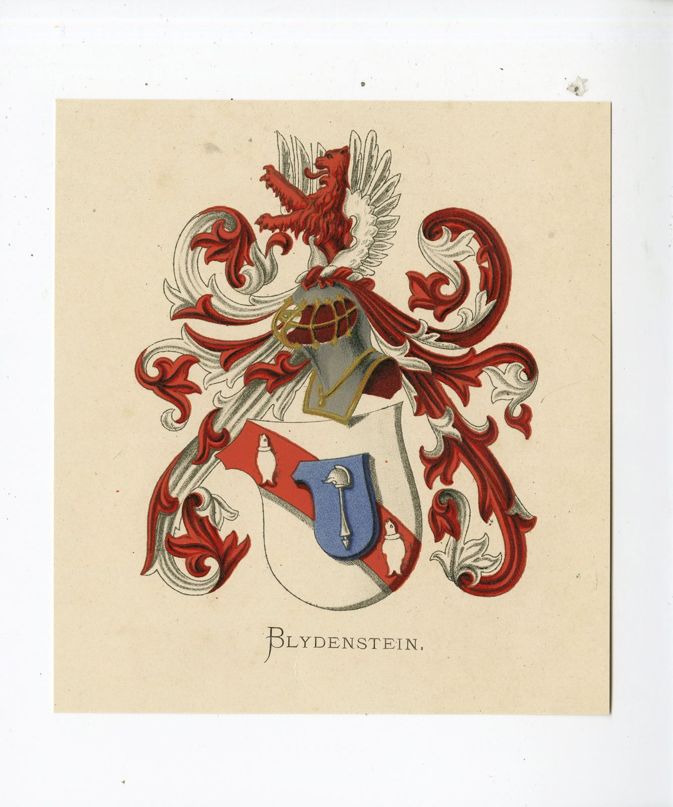 , Antique Print – BLYDENSTEIN-COAT OF ARMS-FAMILY CREST-WENNING after VORSTERMAN – 1885, Pictura Antique Prints