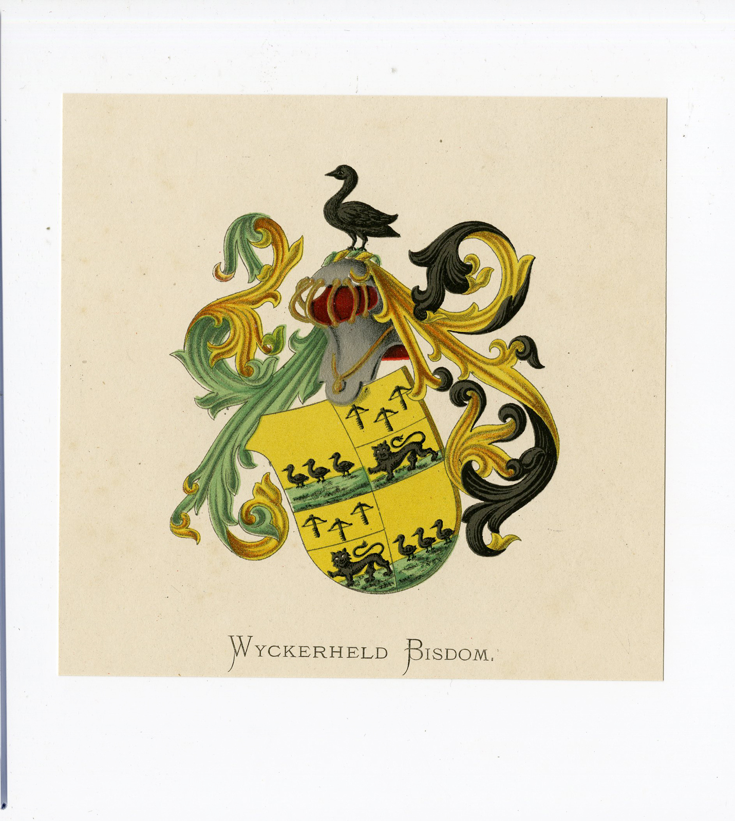 , Antique Print – WYCKERHELD BISDOM-COAT OF ARMS-FAMILY CREST-WENNING after VORSTERMAN – 1885, Pictura Antique Prints