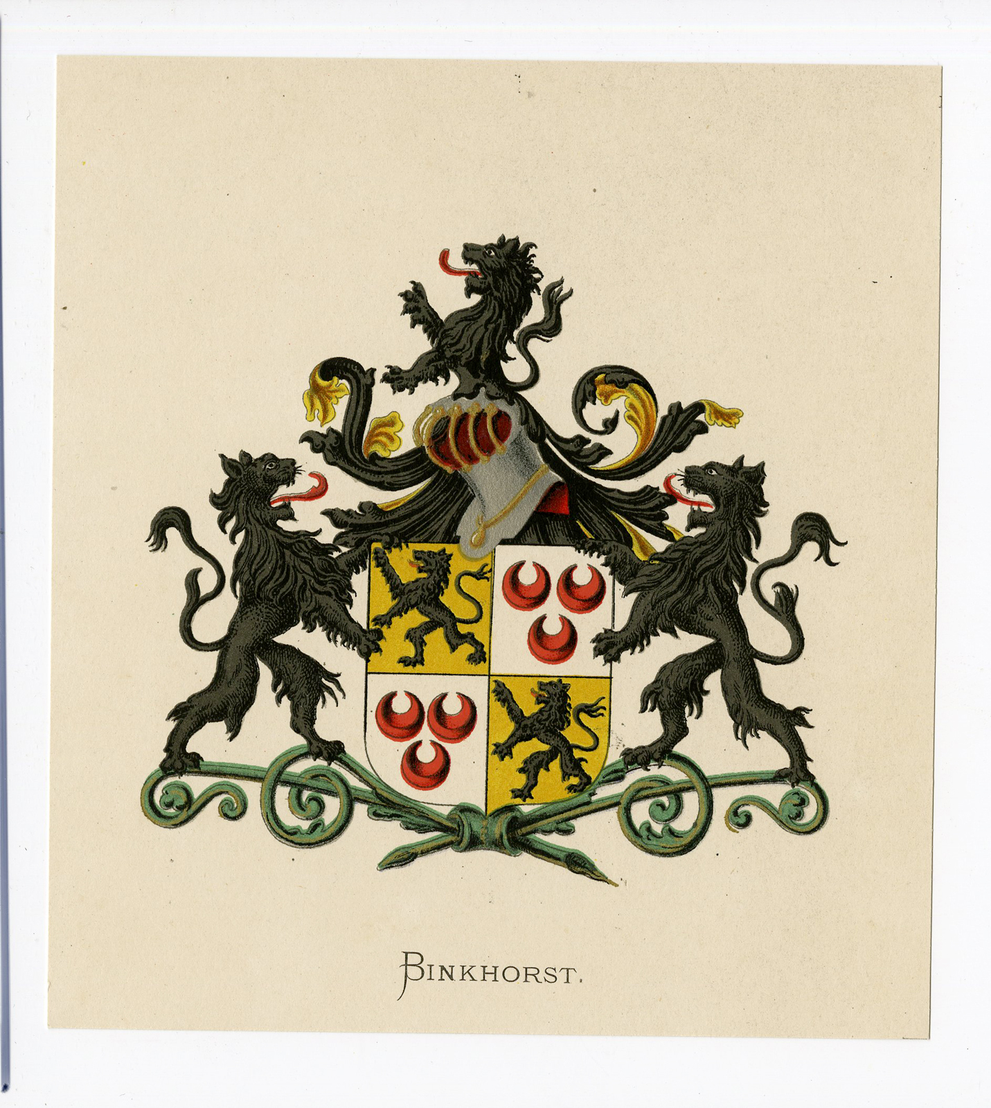 , Antique Print – BINKHORST-COAT OF ARMS-FAMILY CREST-WENNING after VORSTERMAN – 1885, Pictura Antique Prints
