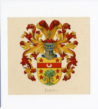 Antique Print - GUYOT-COAT OF ARMS-FAMILY CREST-WENNING after VORSTERMAN - 1885