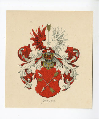 Antique Print - GREVEN-COAT OF ARMS-FAMILY CREST-WENNING after VORSTERMAN - 1885