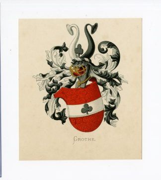 Antique Print - GROTHE-COAT OF ARMS-FAMILY CREST-WENNING after VORSTERMAN - 1885