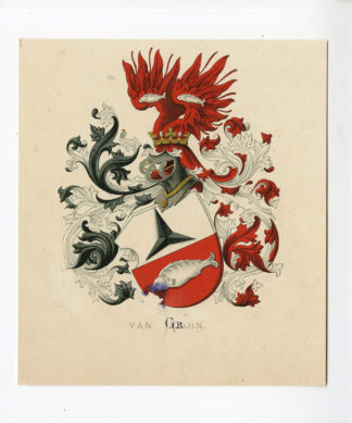 Antique Print - VAN GROIN-COAT OF ARMS-FAMILY CREST-WENNING after VORSTERMAN - 1885