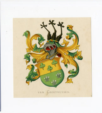 Antique Print - VAN GRIETHUYSEN-COAT OF ARMS-FAMILY CREST-WENNING after VORSTERMAN - 1885