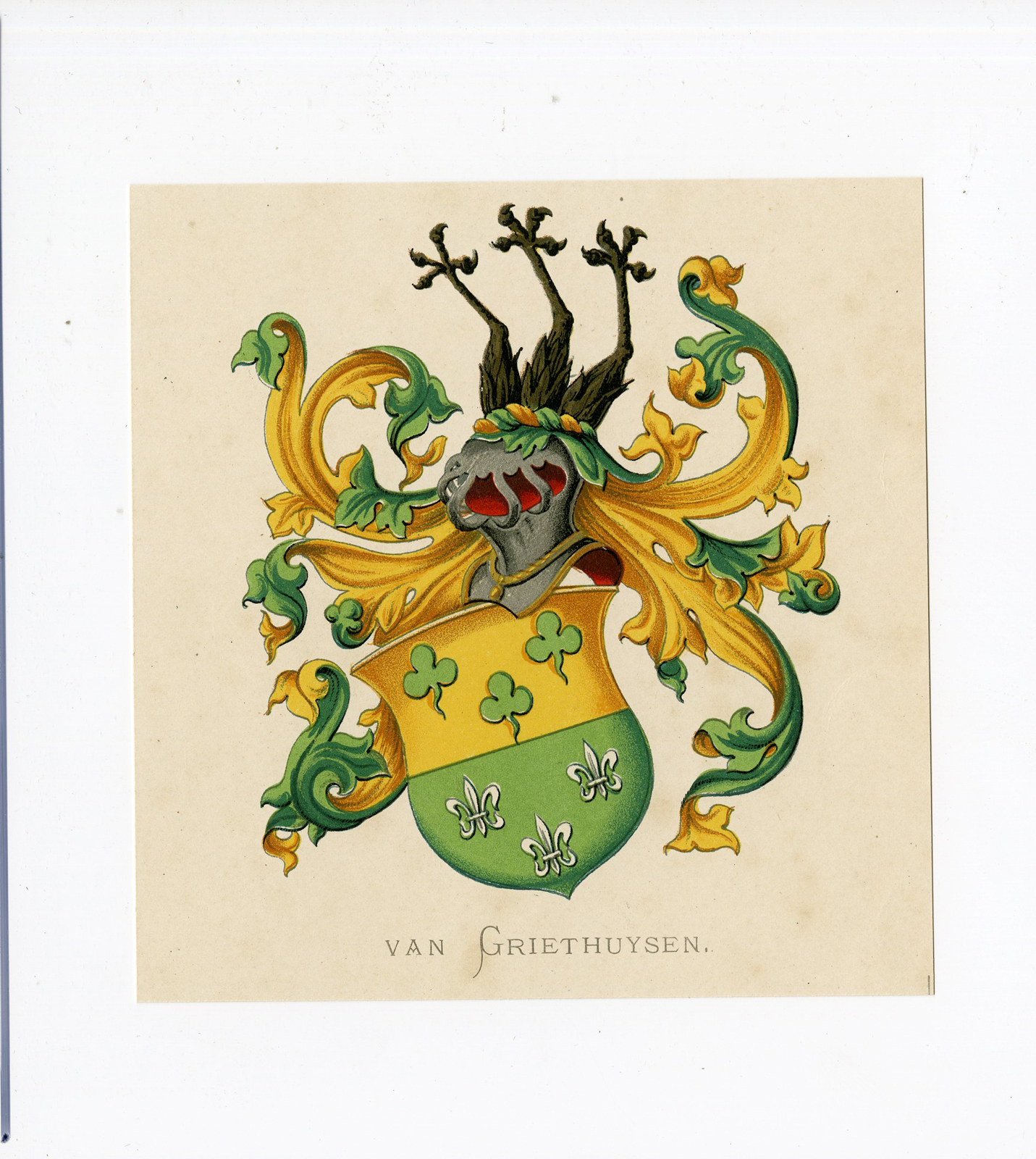 Pco 5250 416x465 Antique Print - VAN GRIETHUYSEN-COAT OF ARMS-FAMILY CREST-WENNING after VORSTERMAN - 1885