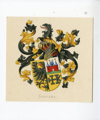Antique Print - GRATAMA-COAT OF ARMS-FAMILY CREST-WENNING after VORSTERMAN - 1885
