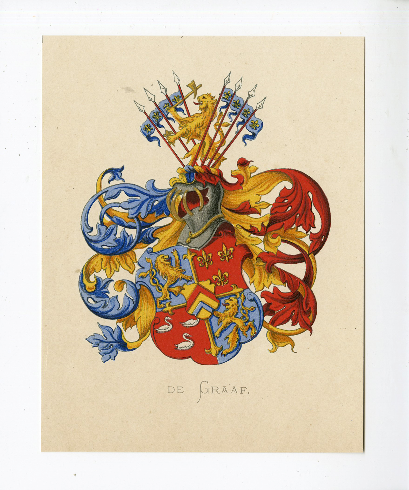 Pco 5253 416x499 Antique Print - DE GRAAF-COAT OF ARMS-FAMILY CREST-WENNING after VORSTERMAN - 1885