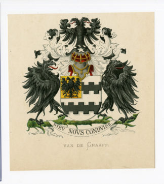 Antique Print - VAN DE GRAAFF-COAT OF ARMS-FAMILY CREST-WENNING after VORSTERMAN - 1885