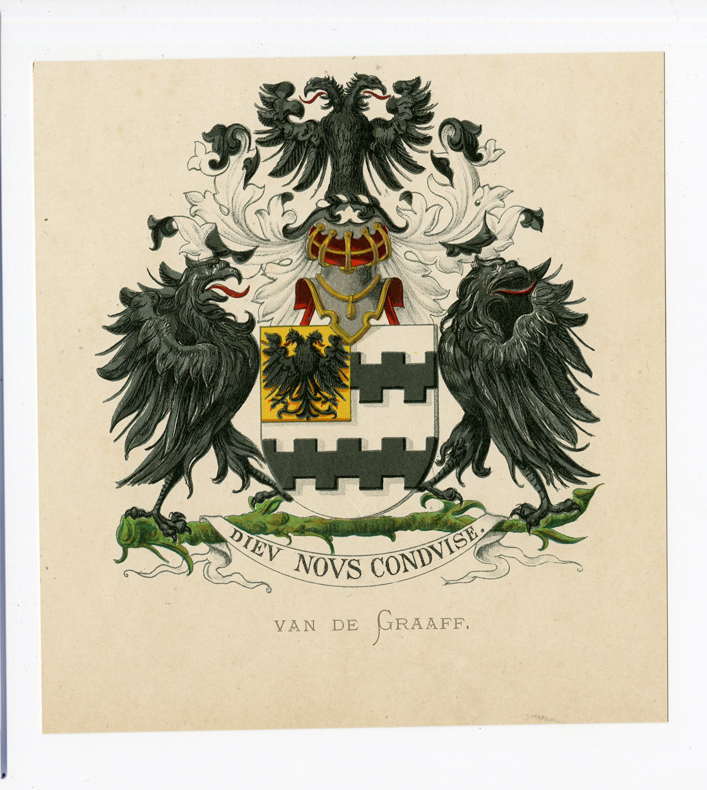 Pco 5254 416x465 Antique Print - VAN DE GRAAFF-COAT OF ARMS-FAMILY CREST-WENNING after VORSTERMAN - 1885