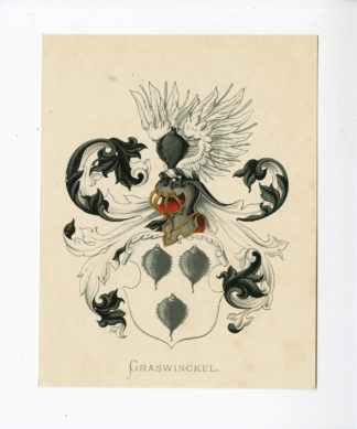 Antique Print - GRASWINCKEL-COAT OF ARMS-FAMILY CREST-WENNING after VORSTERMAN - 1885