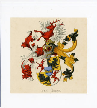 Antique Print - VAN GOENS-COAT OF ARMS-FAMILY CREST-WENNING after VORSTERMAN - 1885