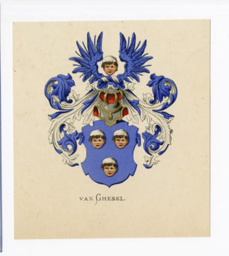 Antique Print - VAN GHESEL-COAT OF ARMS-FAMILY CREST-WENNING after VORSTERMAN - 1885