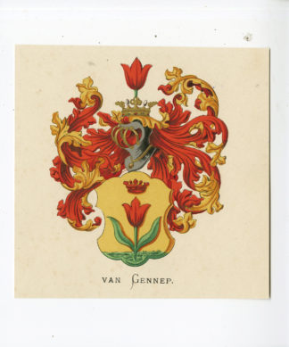 Antique Print - VAN GENNEP-COAT OF ARMS-FAMILY CREST-WENNING after VORSTERMAN - 1885