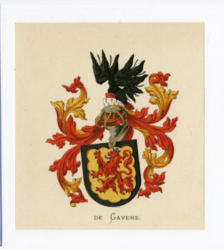 Antique Print - DE GAVERE-COAT OF ARMS-FAMILY CREST-WENNING after VORSTERMAN - 1885