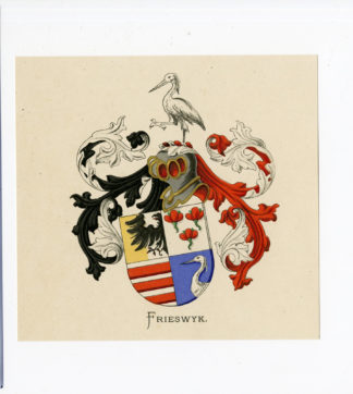 Antique Print - FRIESWYK-COAT OF ARMS-FAMILY CREST-WENNING after VORSTERMAN - 1885