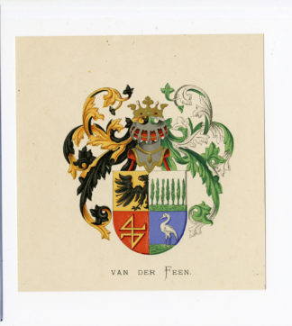 Antique Print - VAN DER FEEN-COAT OF ARMS-FAMILY CREST-WENNING after VORSTERMAN - 1885