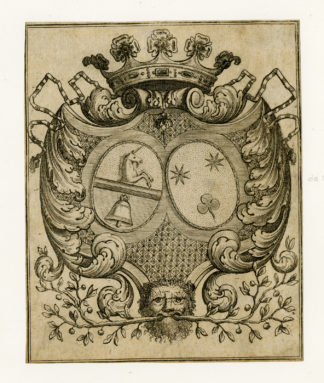Antique Print - COAT OF ARMS-UNICORN-CLOVER-STAR-BELL-ANONYMOUS - c.1700