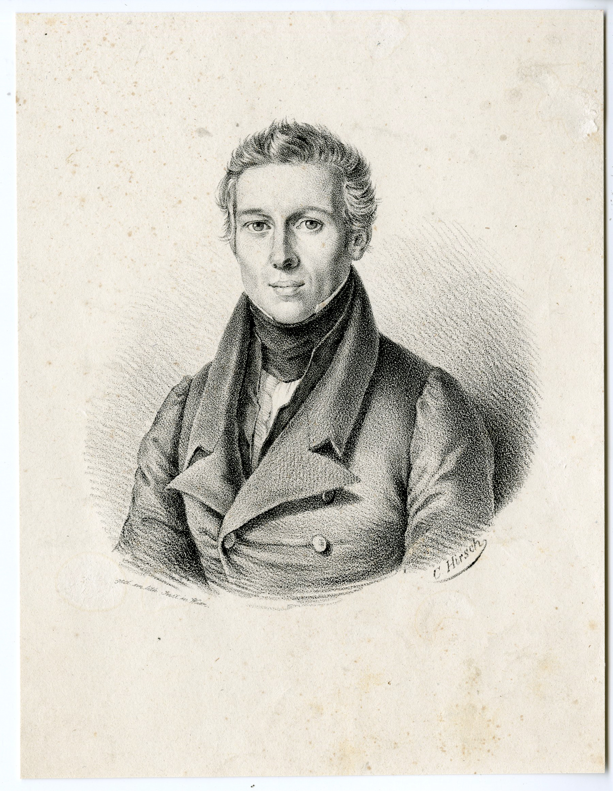 , Antique Print – PORTRAIT-GENTLEMAN-HIRSCH after unknown artist – c.1840, Pictura Antique Prints
