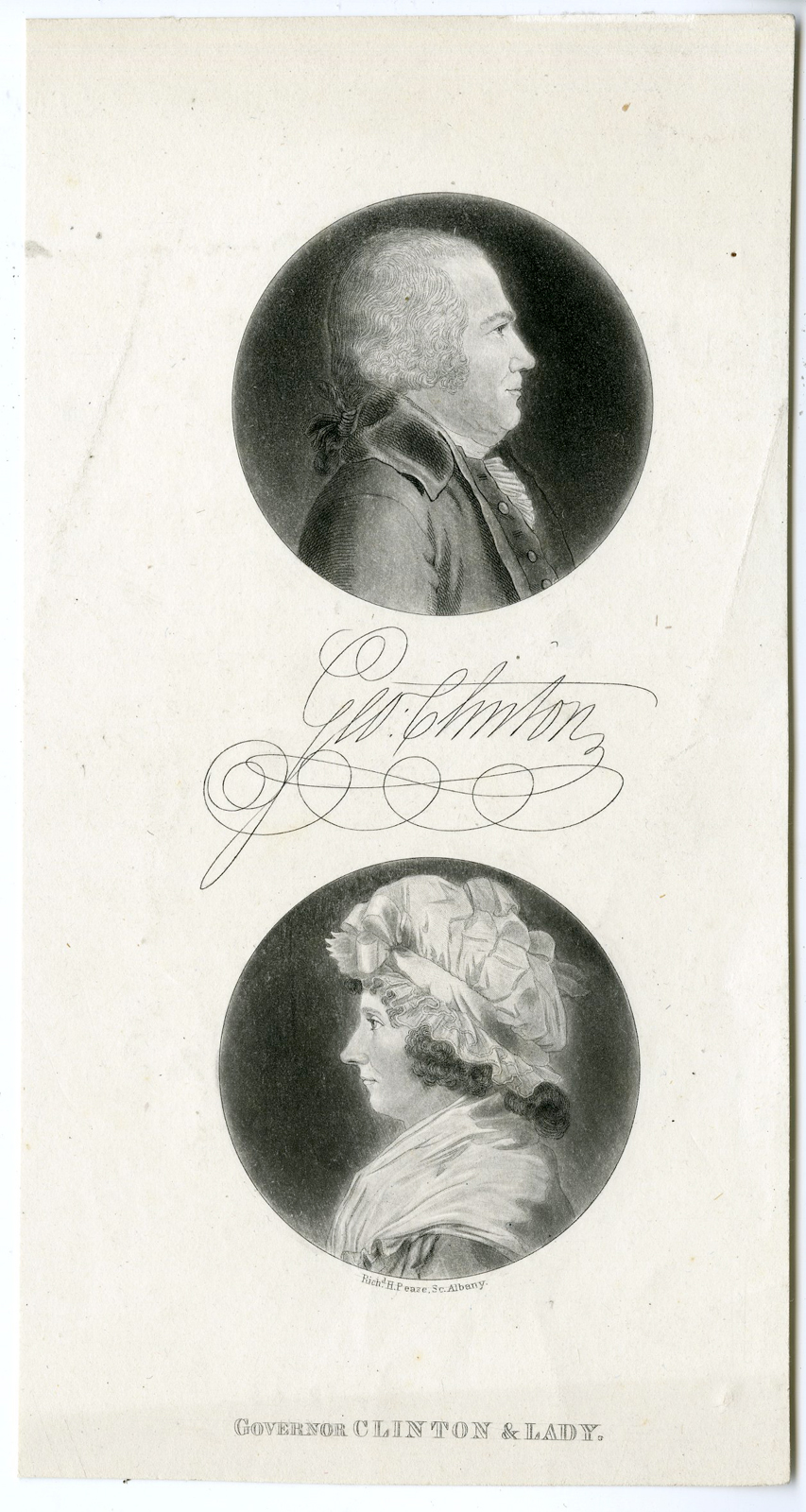 , Antique Print – GEORGE CLINTON-POLITICIAN-PHYSIONOTRACE-PEASE after MEMIN – 1851, Pictura Antique Prints