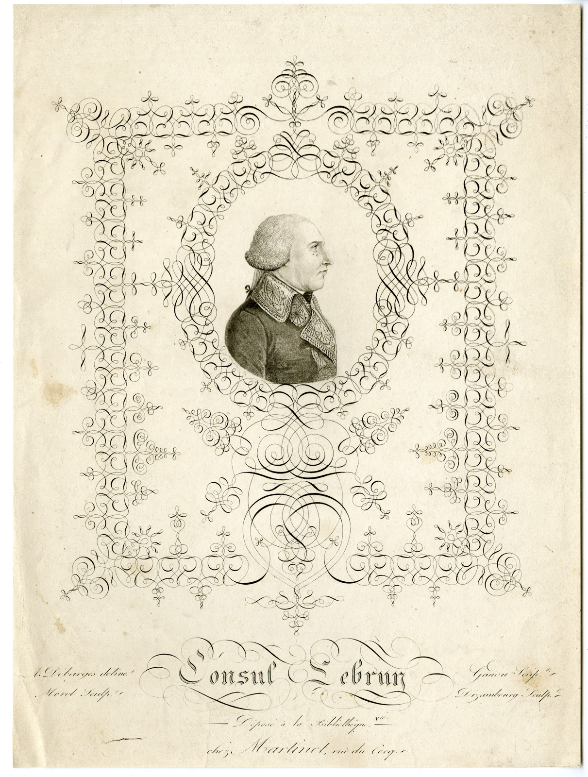 , Antique Print – CHARLES FRANCOIS LEBRUN-FRENCH STATESMAN-MOREL-DIZAMBOURG after unknown artist – 18th.c., Pictura Antique Prints