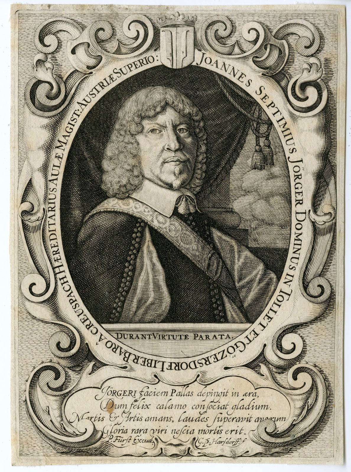 , Antique Print – JOHANN SEPTIMIUS-TOLLET-HARSDORFF after FURST – 1650, Pictura Antique Prints