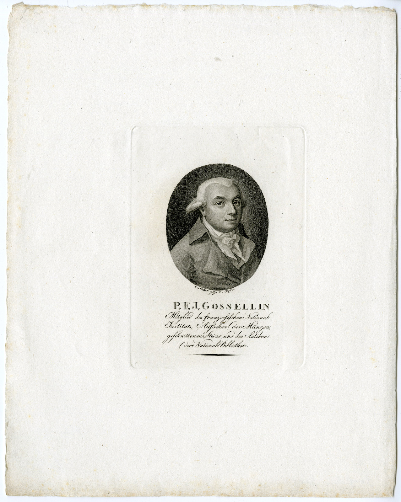 , Antique Print – PASCAL GOSSELLIN-GEOGRRAPHER-PORTRAIT-WESTERMAYR after CLESS – c.1800, Pictura Antique Prints