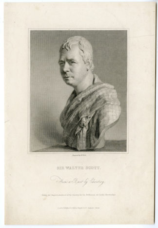 Antique Print - WALTER SCOTT-POET-WRITER-HOLL after CHANTREY - 1831
