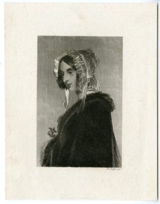 Antique Print - LADY W/ LACE CAP-HESSLOEHL after UNKNOWN - ca.1830