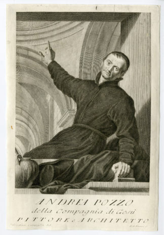 Antique Print - ANDREA POZZO-POZZI-JESUIT-ARCHITECT-ARTIST-PAZZI after CAMPIGLIA - ca.1750
