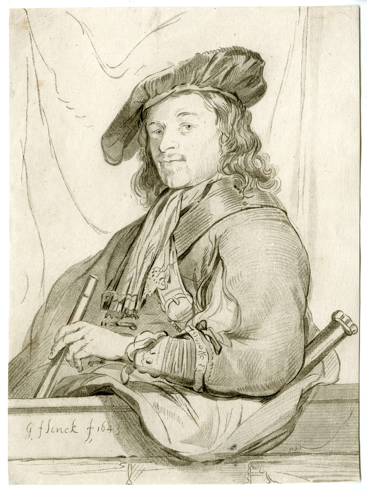 , Antique Print – OFFICER-BARET-TELESCOPE-PORTRAIT-VAN AMSTEL-SCHREUDER after FLINCK – 1773, Pictura Antique Prints
