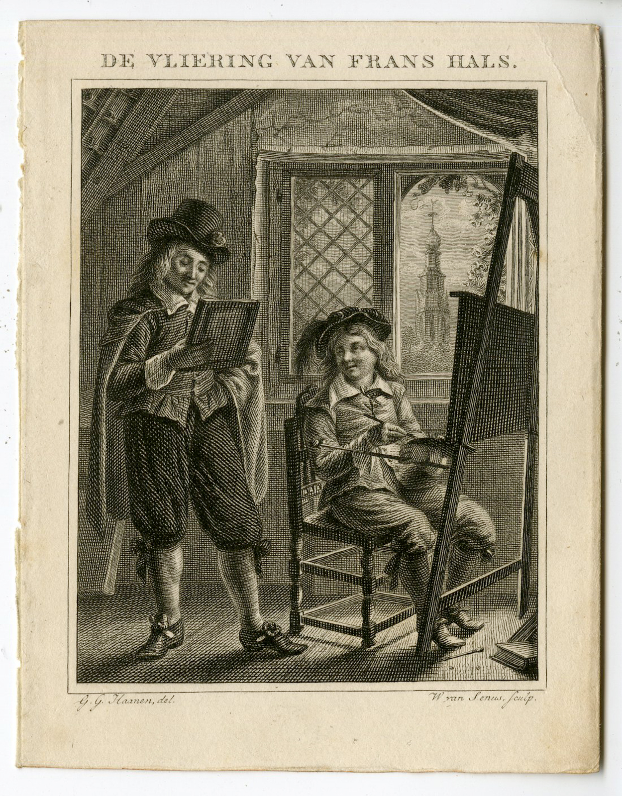 , Antique Print – FRANS HALS-PAINTER-LOFT-PORTRAIT-VAN SENUS after HAANEN – c.1820, Pictura Antique Prints