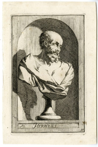 Antique Print - HERACLITUS OF EPHESUS-BUST-PORTRAIT-HOUBRAKEN after unknown artist - c.1710