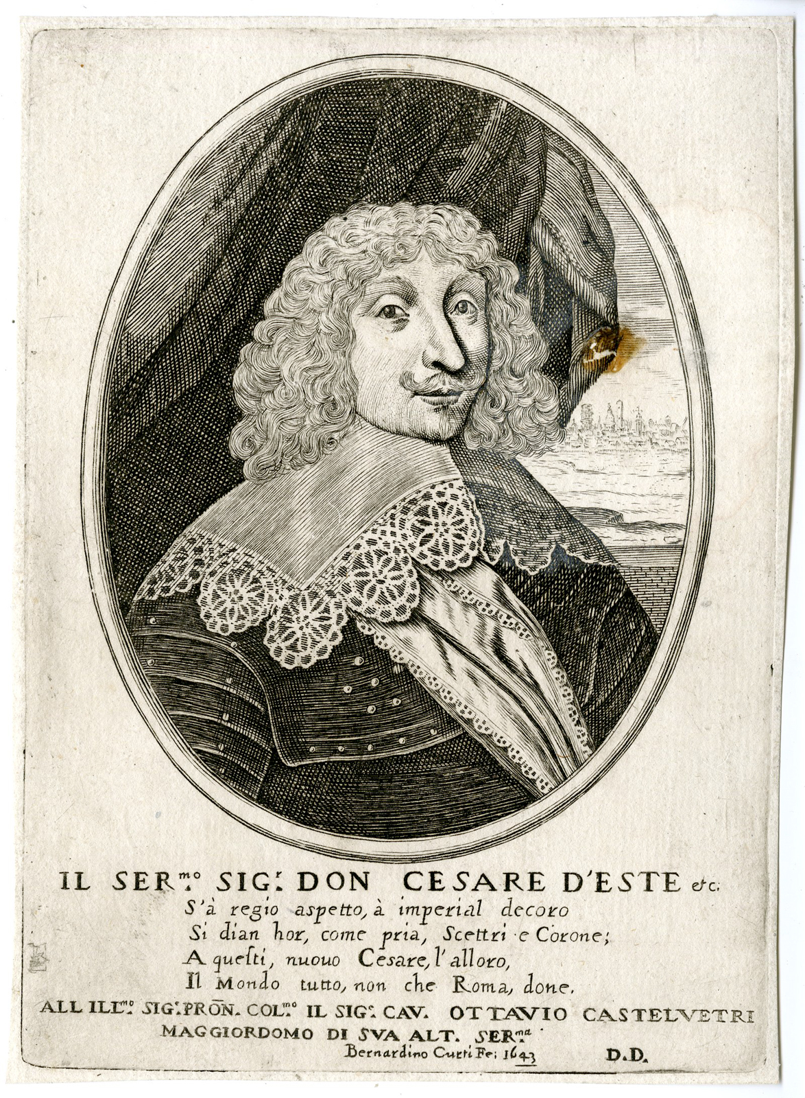 , Antique Print – CESARE D’ESTE-DUKE OF MODENA-REGGIO-PORTRAIT-CURTI after unknown artist – 1643, Pictura Antique Prints