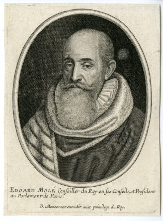 Antique Print - EDOUARD MOLE-COUNSELOR-KING-BISHOP-PORTRAIT-MONCORNET after unknown artist - c.1650