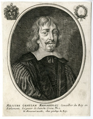 Antique Print - MESSIRE GRATIAN MENARDEAU-COUNSELOR-KING-PORTRAIT-MONCORNET after unknown artist - c.1650