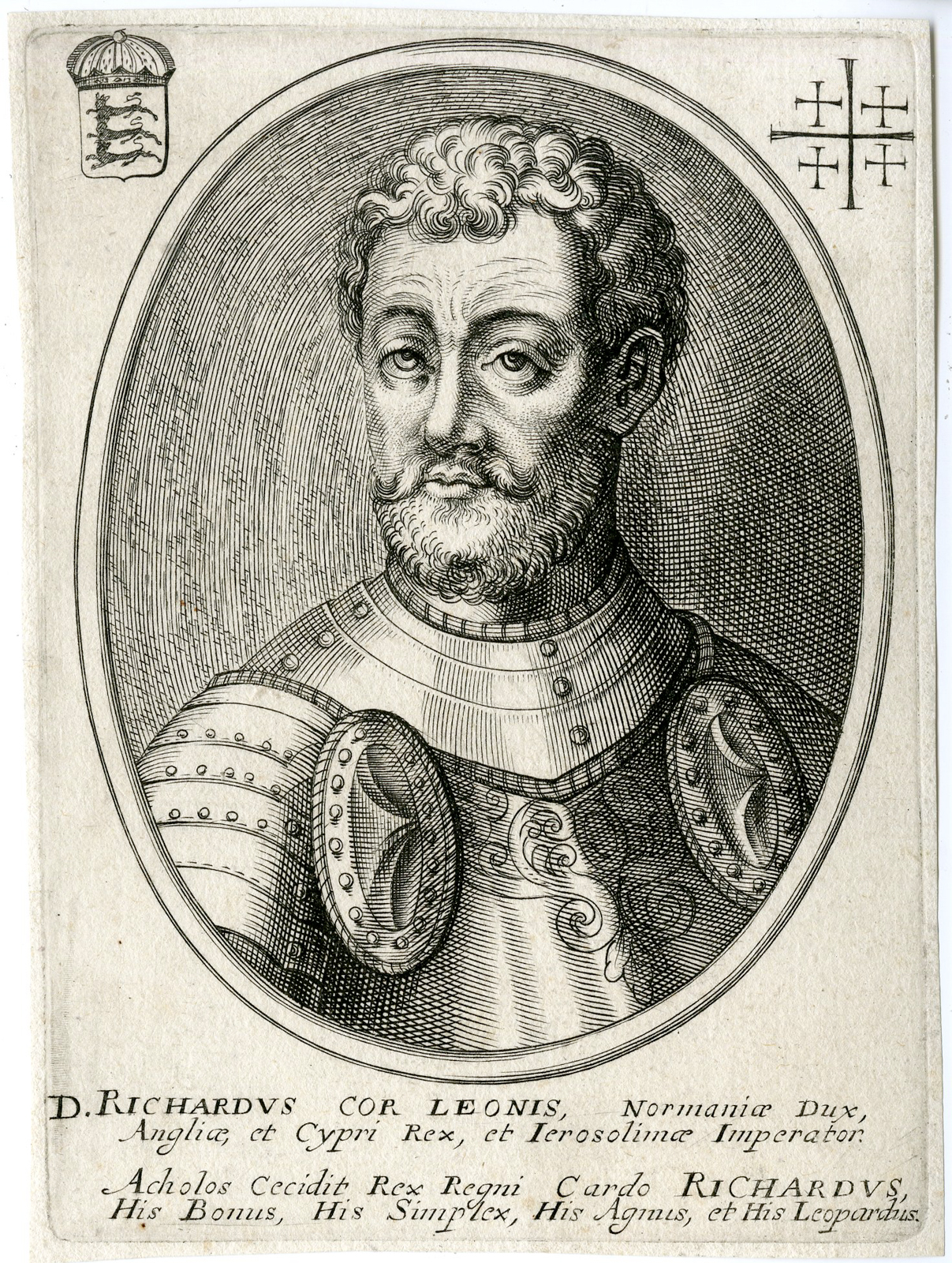 , Antique Print – RICHARD I-LIONHEART-KING OF ENGLAND-PORTRAIT-MONCORNET after unknown artist – c.1650, Pictura Antique Prints