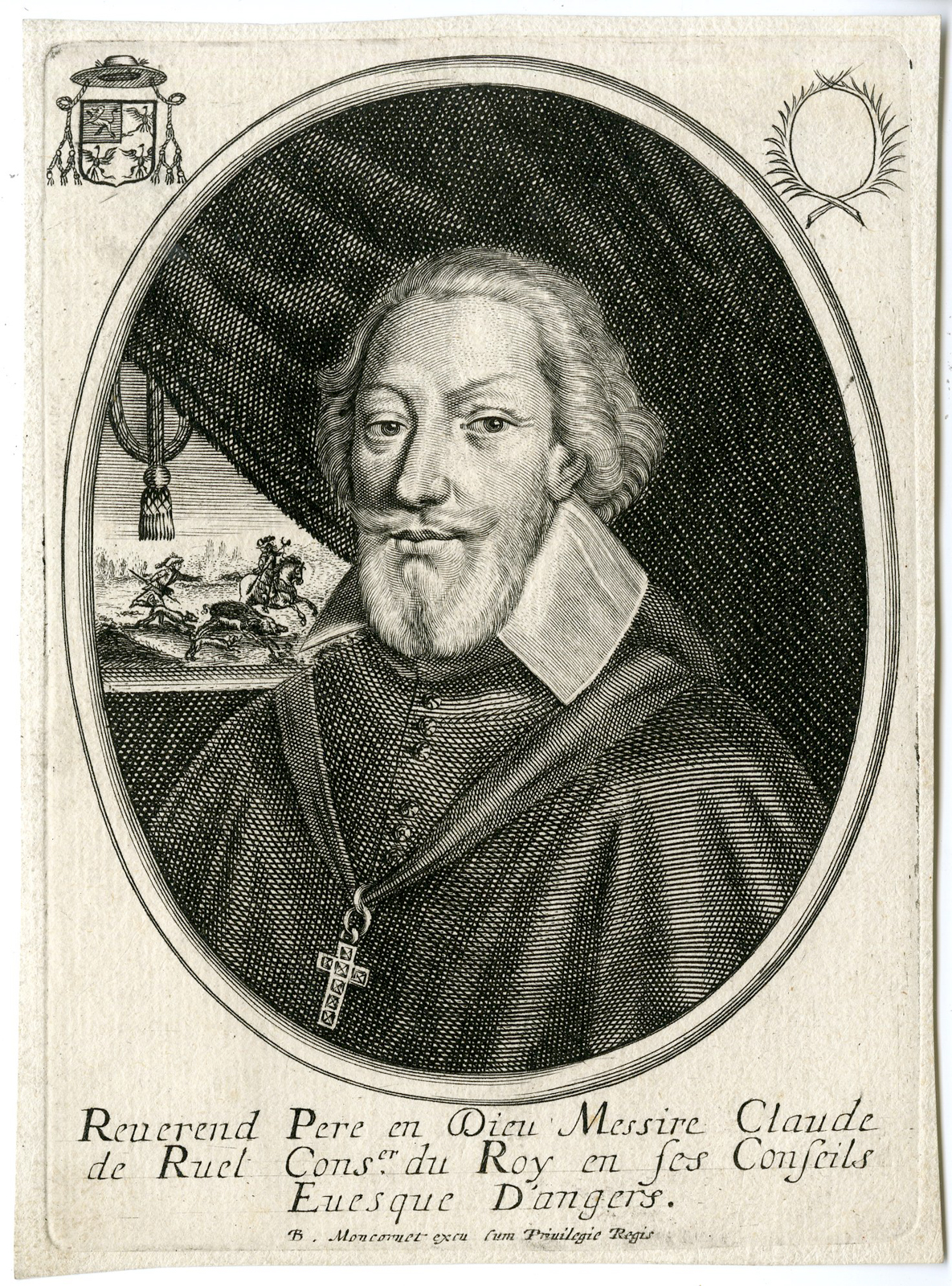 , Antique Print – CLAUDE DE RUEL-COUNSELOR-KING OF FRANCE-PORTRAIT-MONCORNET after unknown artist – c.1650, Pictura Antique Prints