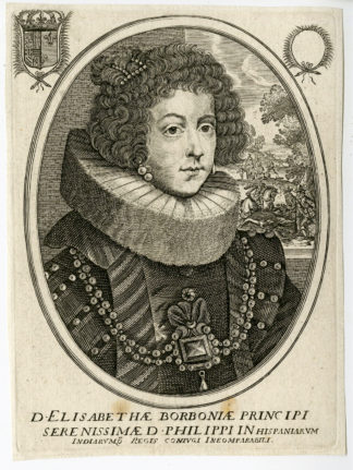 Antique Print - ELISABETH OF FRANCE-QUEEN CONSORT-SPAIN-PORTRAIT-MONCORNET after unknown artist - c.1650
